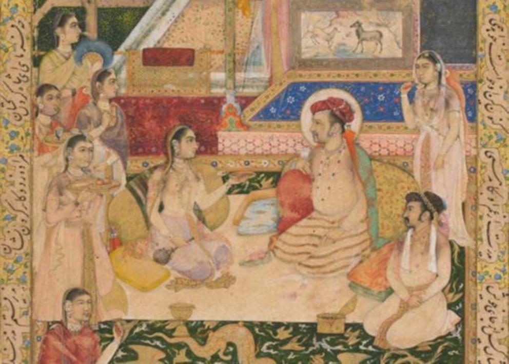 Nur Jahan entertaining the Mughal emperor.
